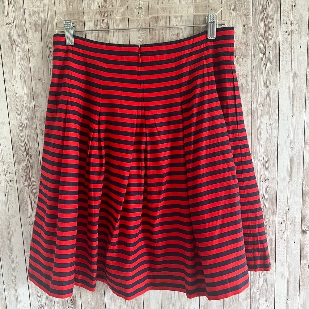 J. Crew Red and Navy A-Line Pleated Skirt Americana Preppy New 4 - Picture 2 of 3